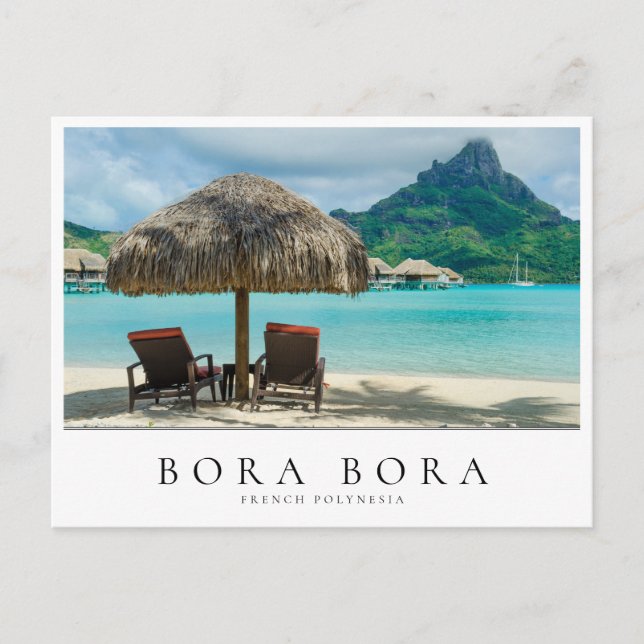 Postal Tumbonas de Bora Bora, Polinesia (Anverso)