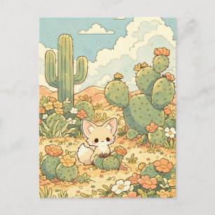 Postal Tuna en Flor Kawaii Zorro Fennec