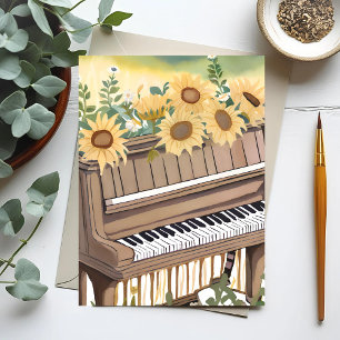 Postal Tune in Bloom   Girasoles Florales en Acuarela par