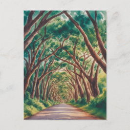Postal Túnel de árbol de Kauai acuarela
