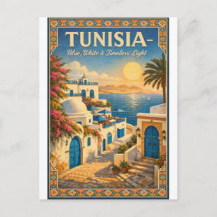 Postal TÚNEZ – Azul, Blanco y Luz Atemporal