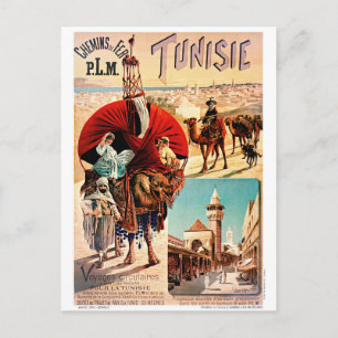 Postal Túnez PLM Tunisia Póster de viaje vintage restaura