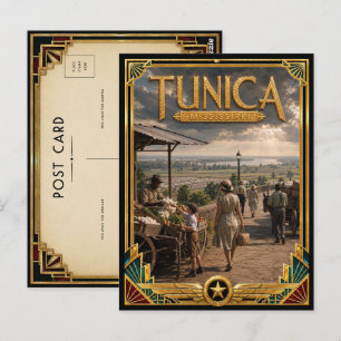 Postal Tunica Mississippi Arte Deco Vintage Edad Dorada