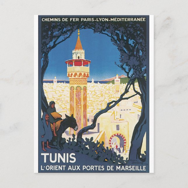 Postal Tunis Vintage Travel Poster (Anverso)