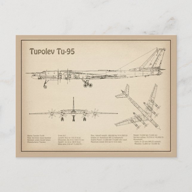 Postal Tupolev Tu-95 - Planes de Planes de Planes de Plan (Anverso)