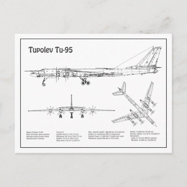Postal Tupolev Tu-95 - Planes de Planes de Planes de Plan (Anverso)