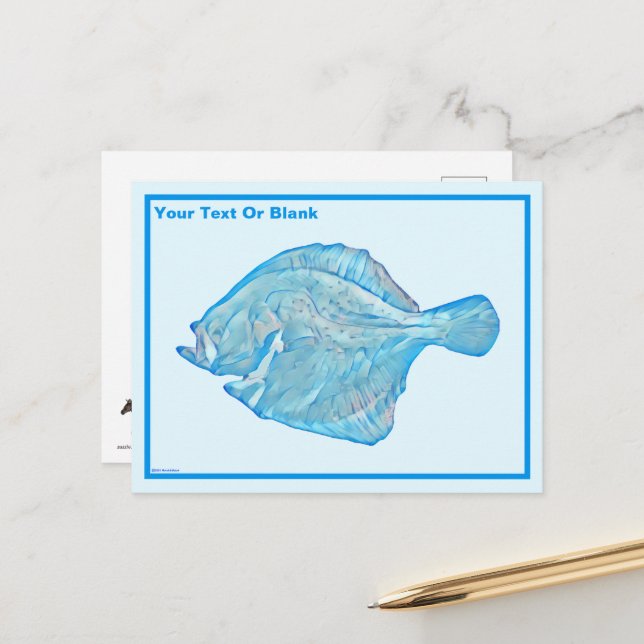 Postal Turbot azul (Anverso/Reverso In Situ)