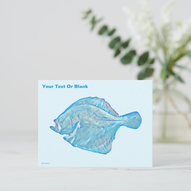 Postal Turbot azul (Anverso de pie)