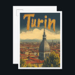 Postal Turín Italia Ilustracion de viajes Art Vintage<br><div class="desc">Turín Italia ilustracion de viaje Art Vintage</div>
