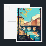 Postal Turín Italia Ilustracion de Viajes Vintage<br><div class="desc">Turín Italia ilustracion de viaje Art Vintage</div>