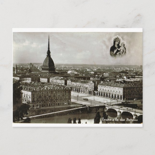 Postal Turín, Torino, vistas a la ciudad (Anverso)