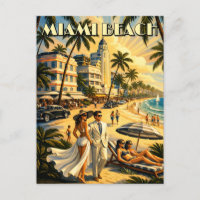 Turismo de color retro Art Deco de Miami Beach, Fl