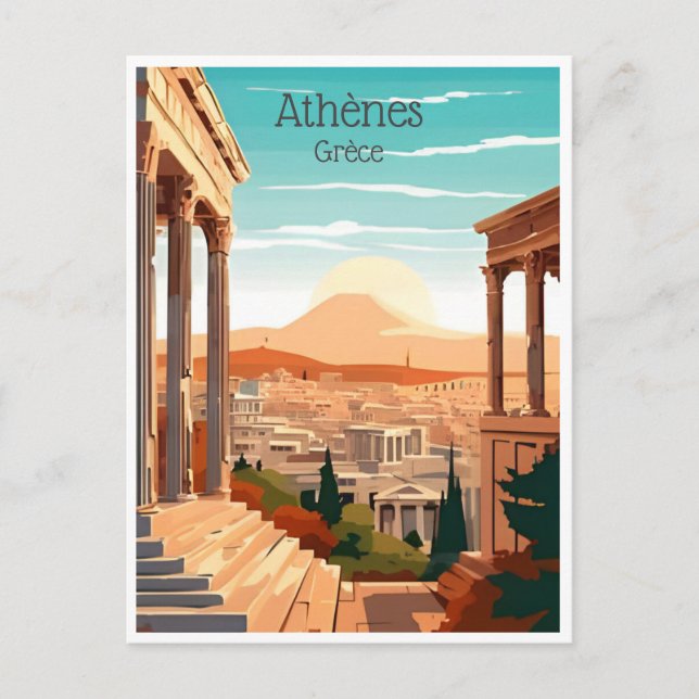Postal turismo de cosecha en Grecia Atenas Grèce (Anverso)