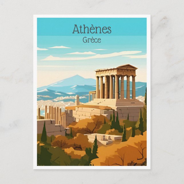 Postal turismo de cosecha en Grecia Atenas Grèce (Anverso)