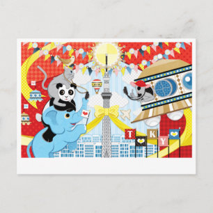 Postal Turismo de extranjeros y animales en Tokio (Remake