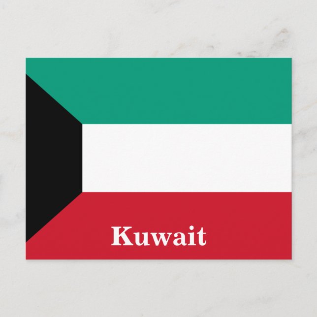 Postal Turismo de viaje con bandera de Kuwait (Anverso)