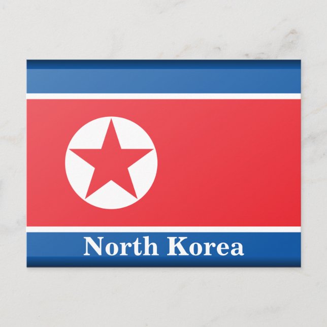 Postal Turismo de viajes con bandera de Corea del Norte (Anverso)