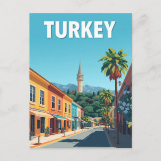 Postal Turkey Colorful Street Vintage Travel Art