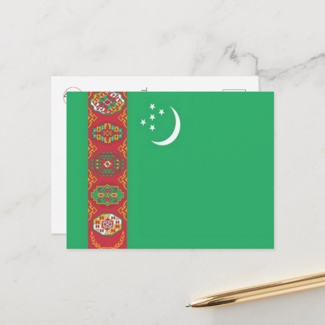 Postal Turkmenistán - Bandera - (Anverso/Reverso In Situ)