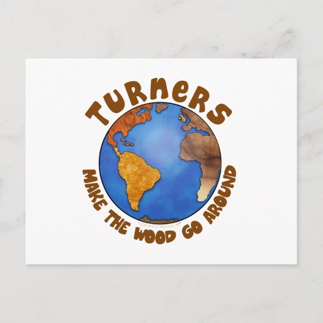 Postal Turners Globe Funny Woodtorning Earth (Anverso)