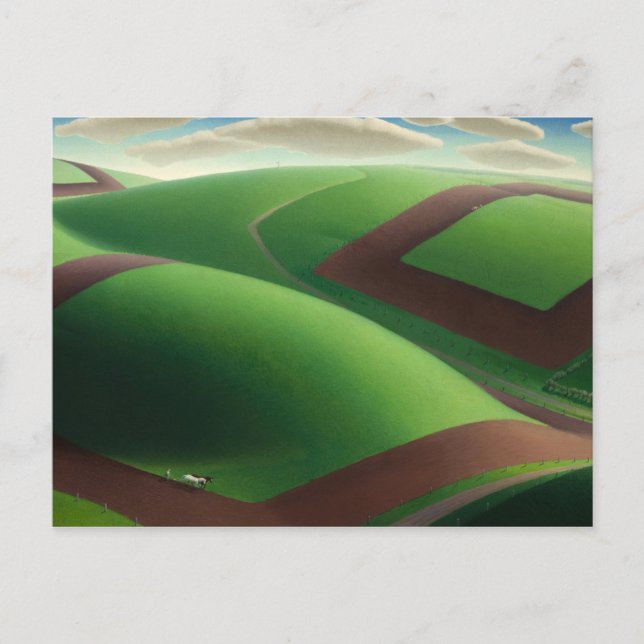 Postal Turning de primavera, 1936 por Grant Wood (Anverso)