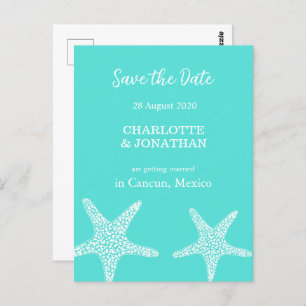 Postal Turqoise Modern Tropical Starfish Beach Wedding