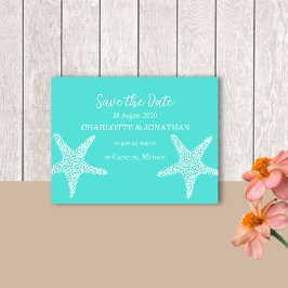 Postal Turqoise Modern Tropical Starfish Beach Wedding