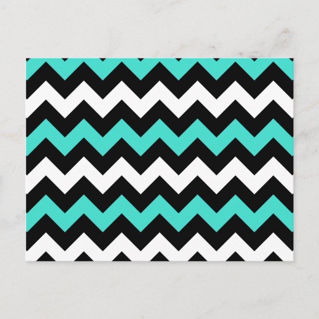 Postal Turquesa blanco negro Zigzag (Anverso)