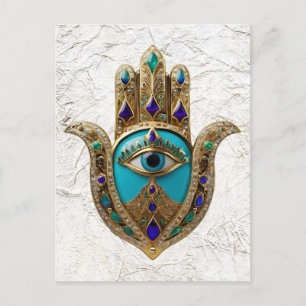 Postal Turquesa Ojo de la Mente Hamsa