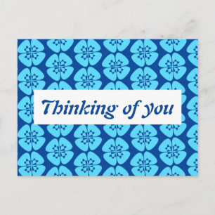 Postal Turquesa y Azul Floral Pensando en Ti