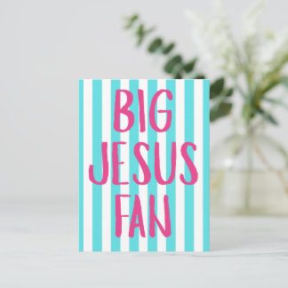 Postal Turquesa y rayas blancas "Grande fanático de Jesús