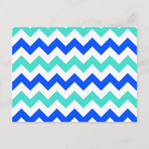 Postal Turquesa y zigzag azul