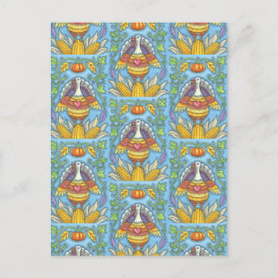 POSTAL TURQUÍA DE ARTE FOLK, COLORES DE LA TEMPORADA DE G
