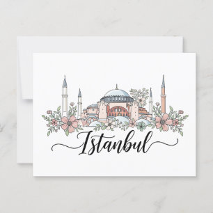 Postal Turquía Estambul Hagia Sophia Floral