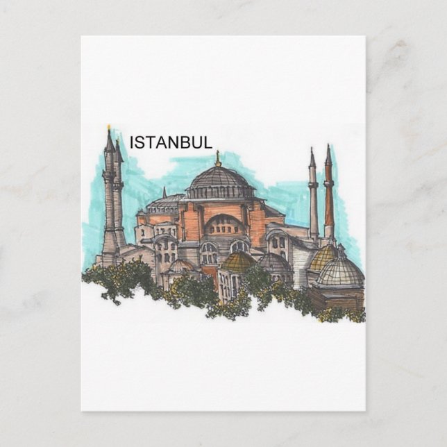 Postal Turquía Estambul Hagia Sophia (por St.K) (Anverso)