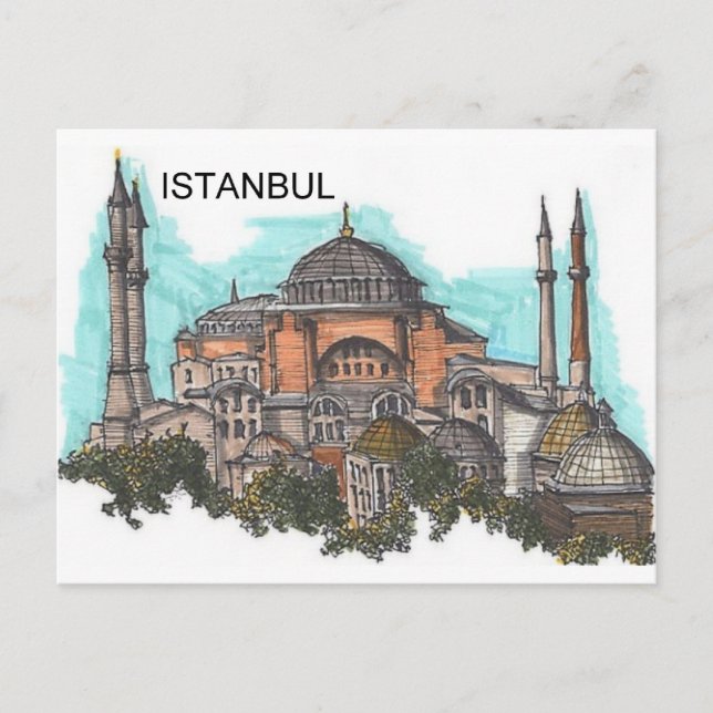 Postal Turquía Estambul Hagia Sophia (por St.K) (Anverso)