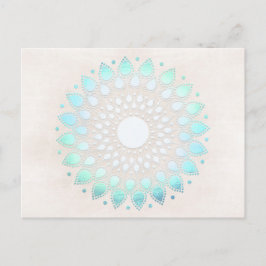 Postal Turquoise Lotus Floral Mandala