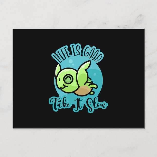 Postal Turtle Lover | La Vida Es Buena Con Una Tortuga (Anverso)