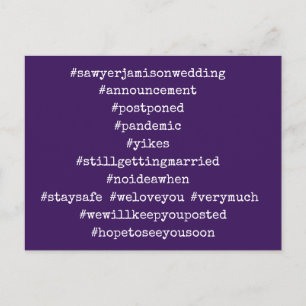 Postal Tus 12 etiquetas principales posponían Boda morado
