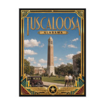 Tuscaloosa Alabama Arte Deco Vintage Edad Dorada