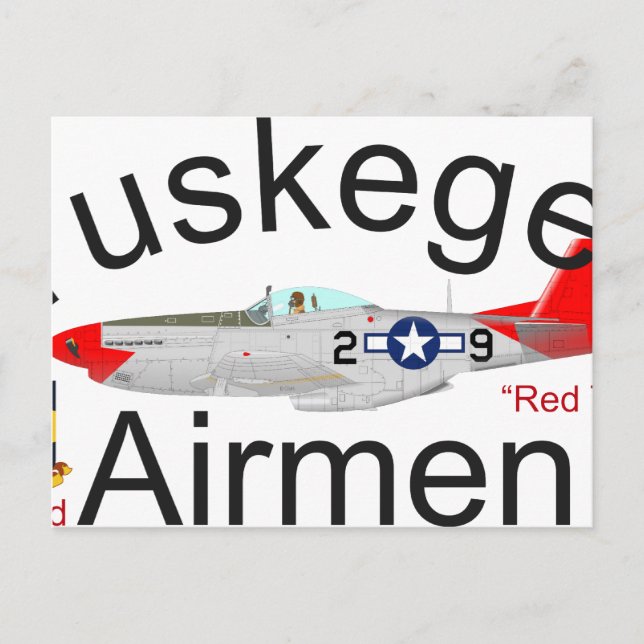 Postal Tuskegee Airman P-51 Red Tails Mustang (Anverso)