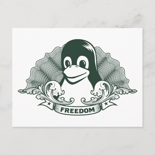 Postal Tux Penguin - (Linux, Open Source, Copyleft, FSF) (Anverso)