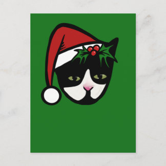 Postal Tuxedo Cat Merry Christmas