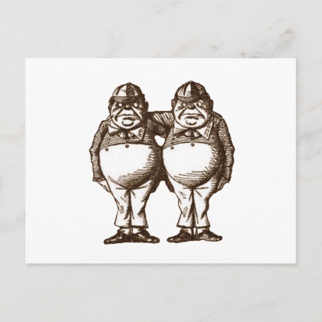 Postal Tweedle Dee & Tweedle Dum Sepia (Anverso)