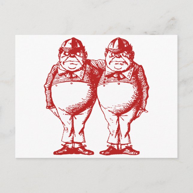Postal Tweedle Dee y Tweedle Dum Rojo (Anverso)
