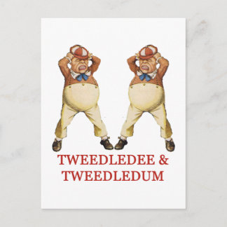 POSTAL TWEEDLEDEE Y TWEEDLEDUM EN WONDERLAND