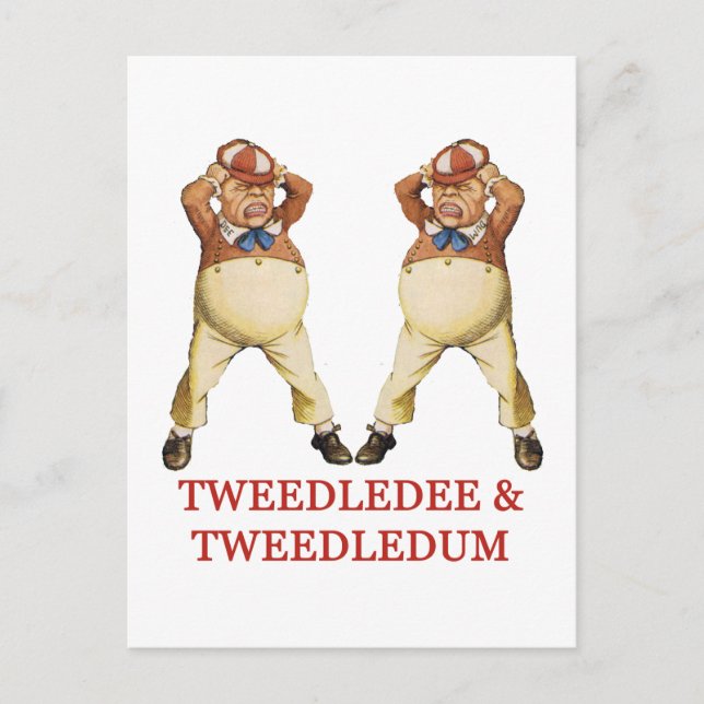POSTAL TWEEDLEDEE Y TWEEDLEDUM EN WONDERLAND (Anverso)