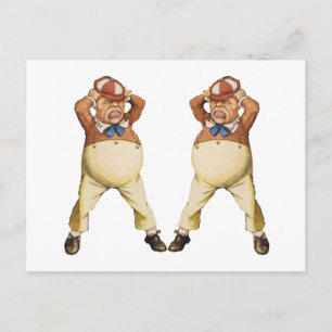 POSTAL TWEEDLEDEE Y TWEEDLEDUM EN WONDERLAND