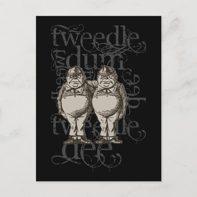Postal Tweedledum & Tweedledee Grunge (Figura única) (Anverso)