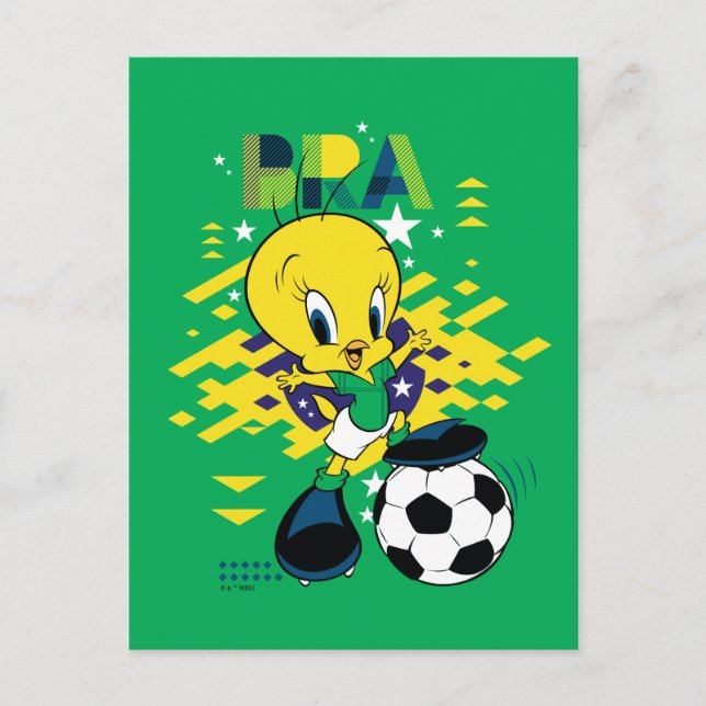 Postal TWEETY™ Equipo Brasil Gráfico de Fútbol (Anverso)